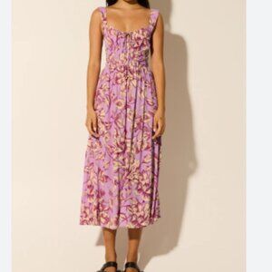 Kivari Reyna Midi Dress Pink and Purple Ruched Size Small